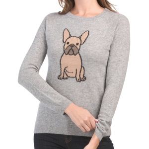 Philosophy 100% Cashmere French Bulldog Frenchie Sweater